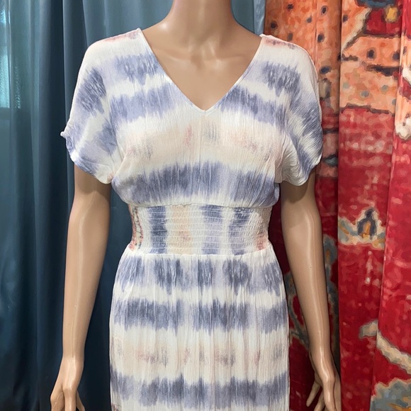 Y2k, 90s Small Maxi Tie Dye Flowy Striped Dress - Picture 5 of 8